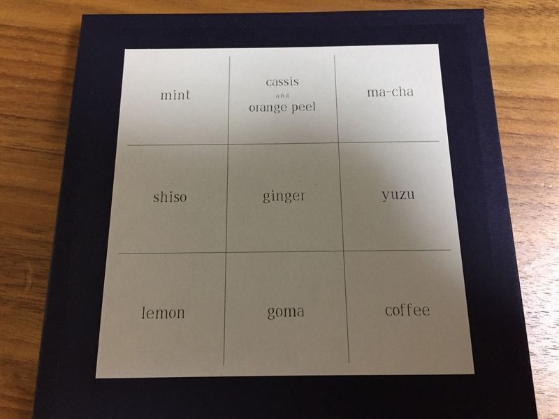 味の種類が記載された箱