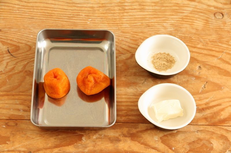 干し柿のチーズのせ　材料