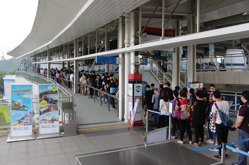 ケーブルカー駅の大行列