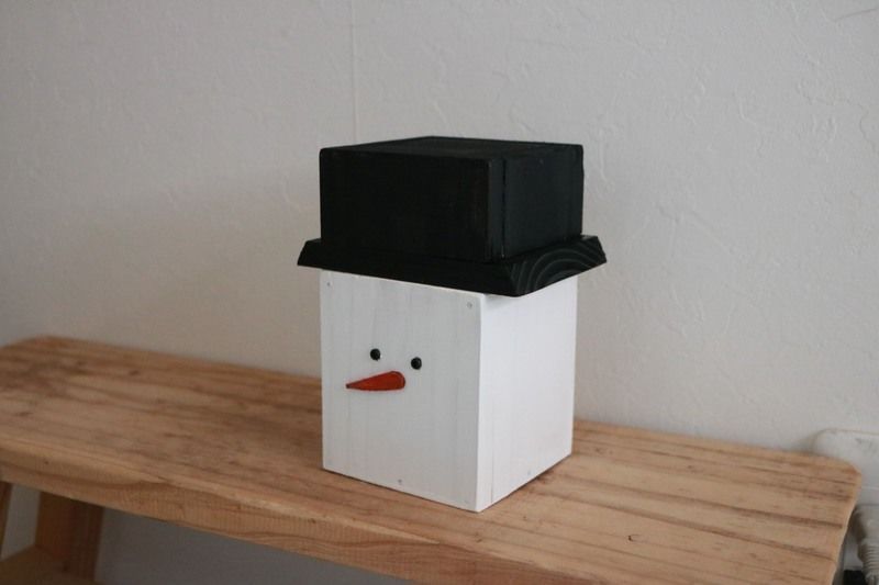 スノーマン型小物入れ完成です